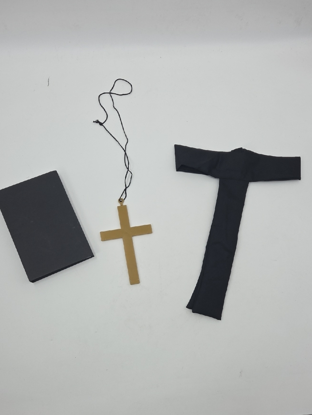 Children's Black Priest Costume with Gold Cross - Picture 12 of 16